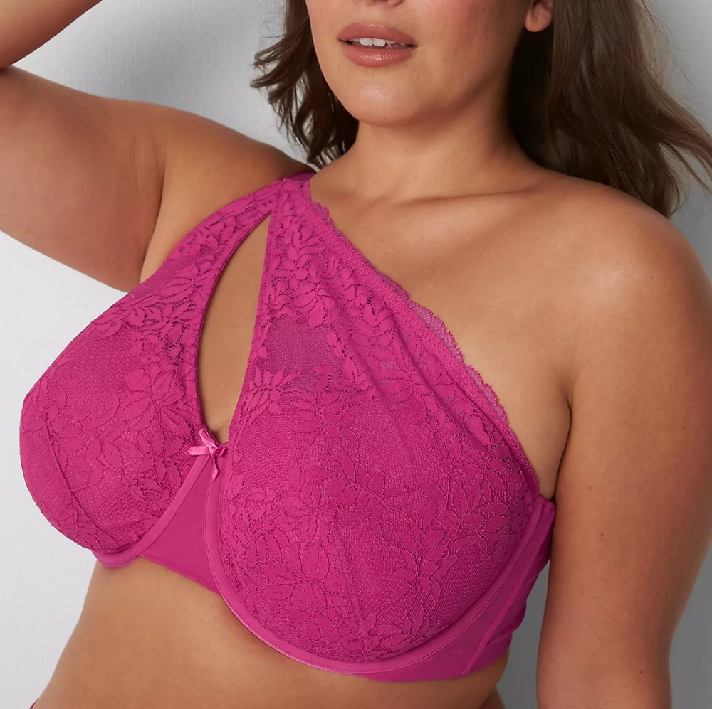 Asymmetrical Lightly Lined Balconette Bra (Black)